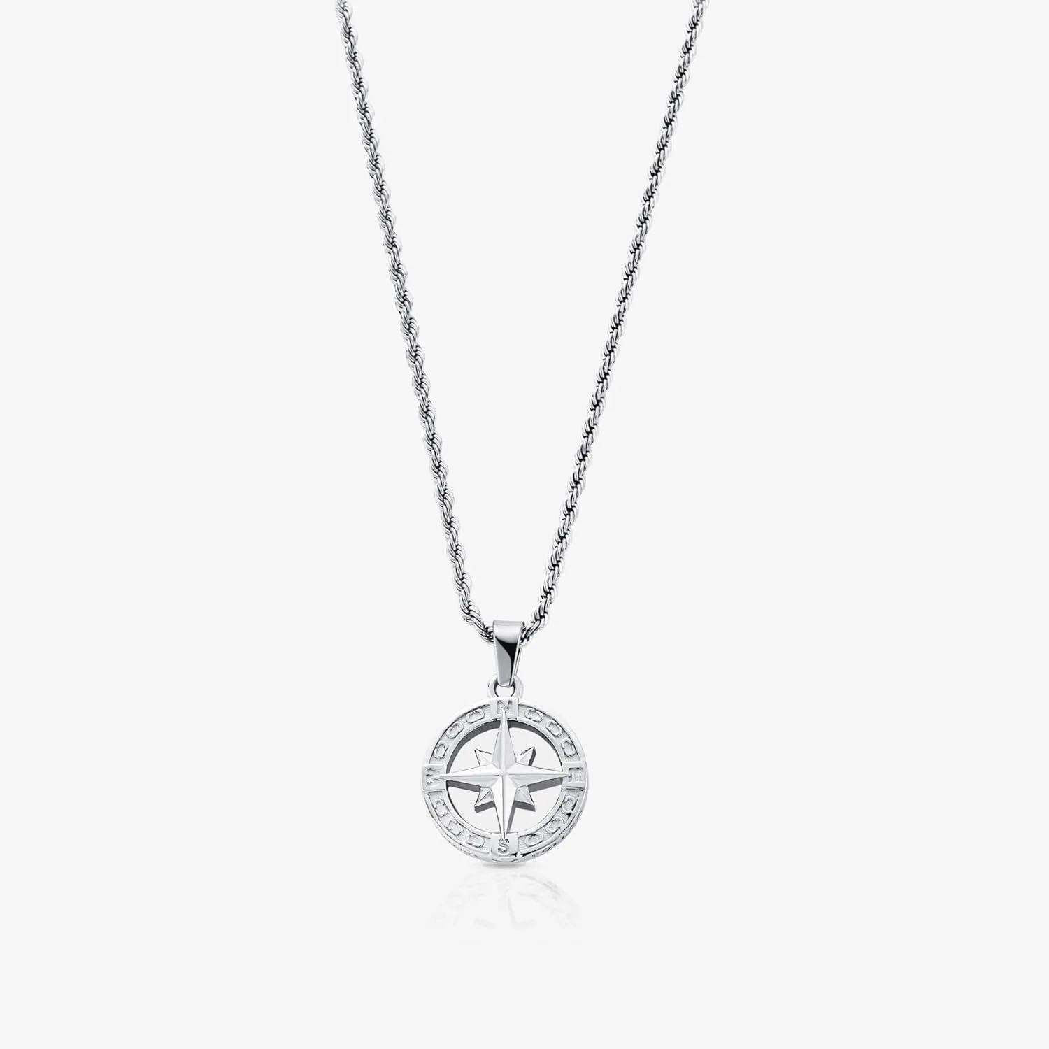 | North Star Pendant Necklace | 20.5" Chain Link with 20MM x 20MM Pendant | Waterproof, Heat & Sweat Resistant | Gifts for Men | Men's Jewelry |