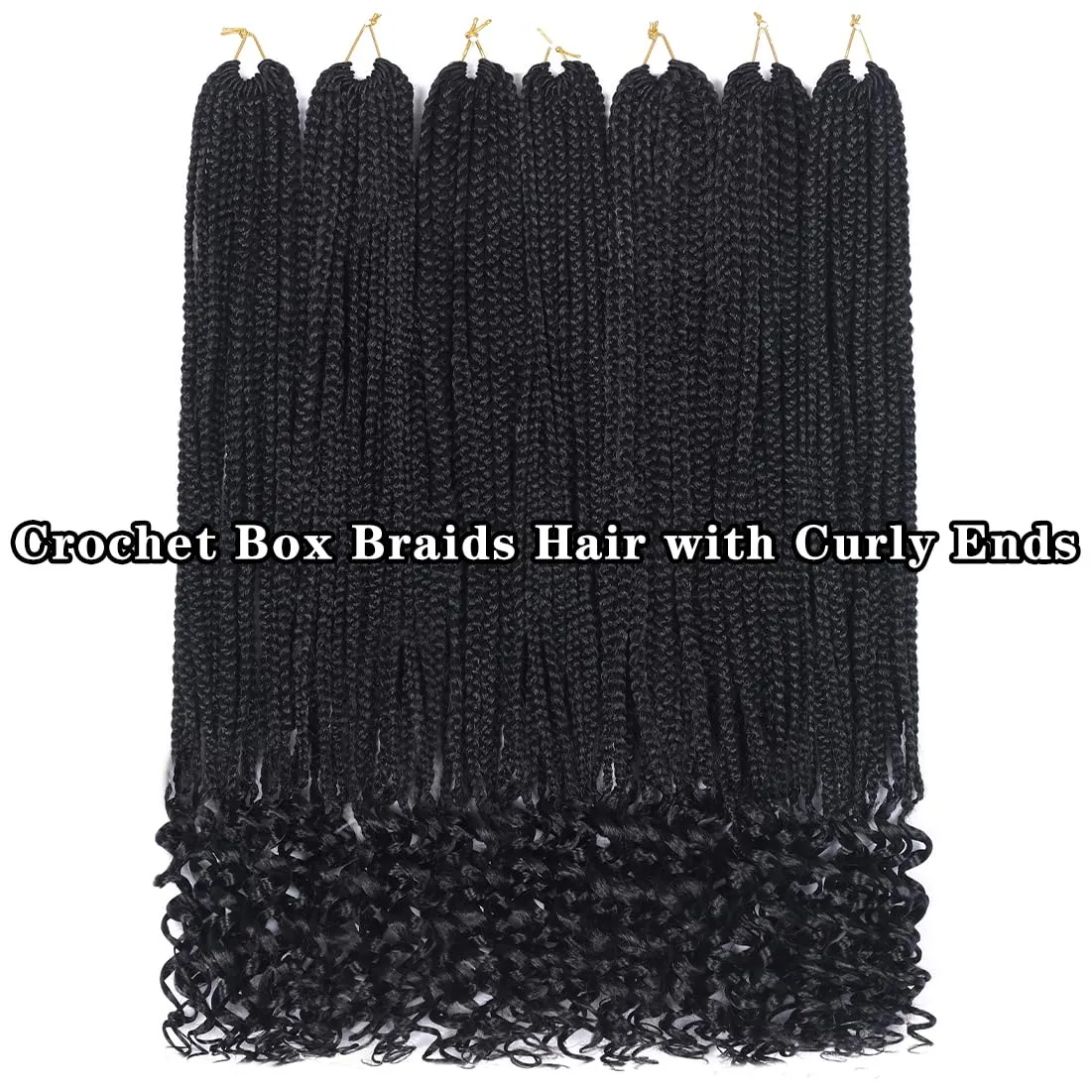 14 Inch Crochet Box Braids Hair with Curly Ends Pre looped Goddess Box Braids Crochet Hair Box Braids Braiding Hair Crochet Braids Hair for Women(14 inch,1B)