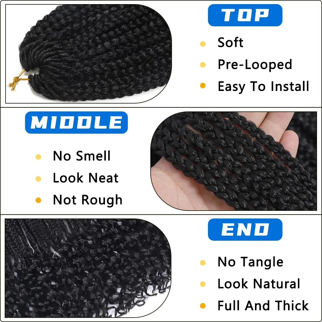 14 Inch Crochet Box Braids Hair with Curly Ends Pre looped Goddess Box Braids Crochet Hair Box Braids Braiding Hair Crochet Braids Hair for Women(14 inch,1B)