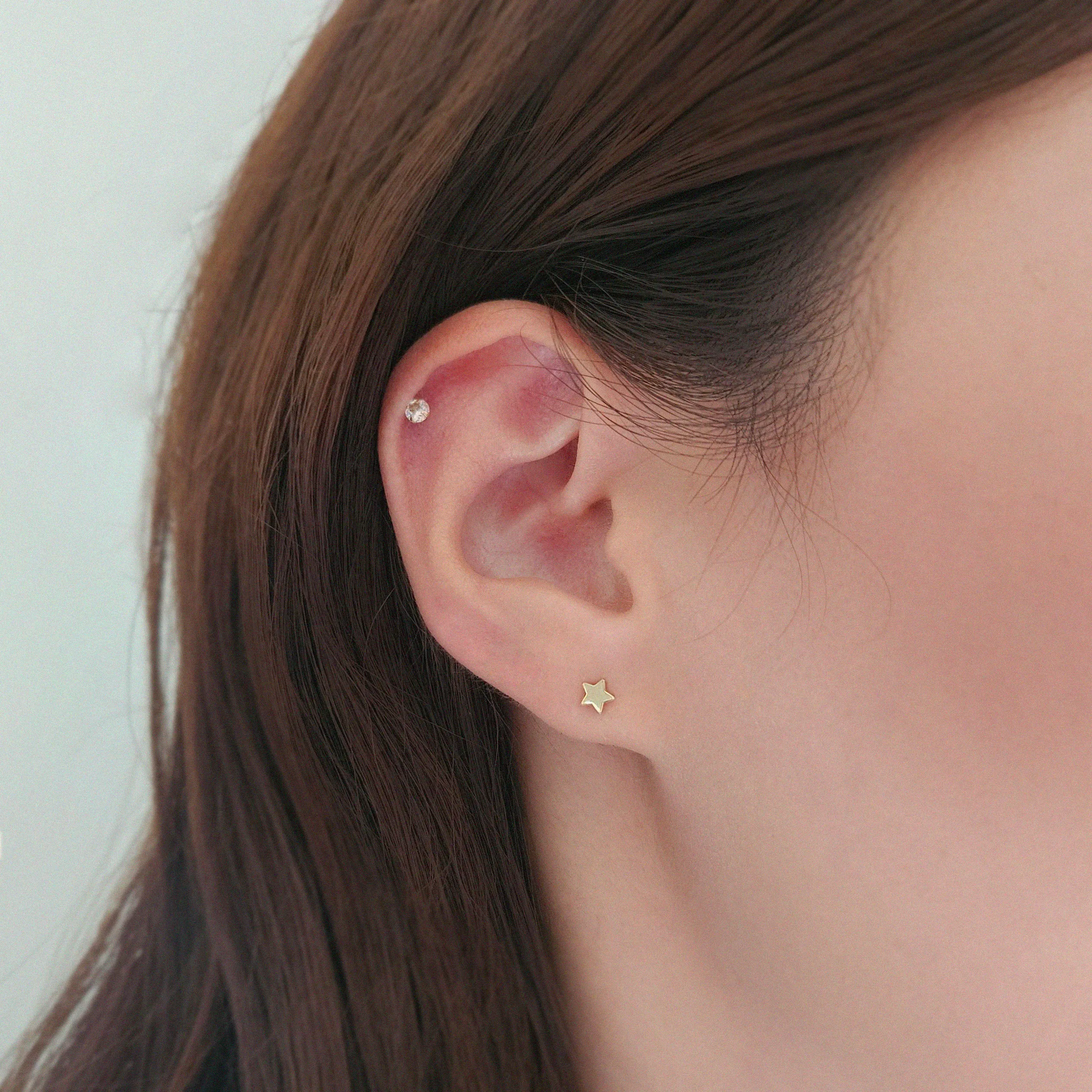14K Tiny Star Studs