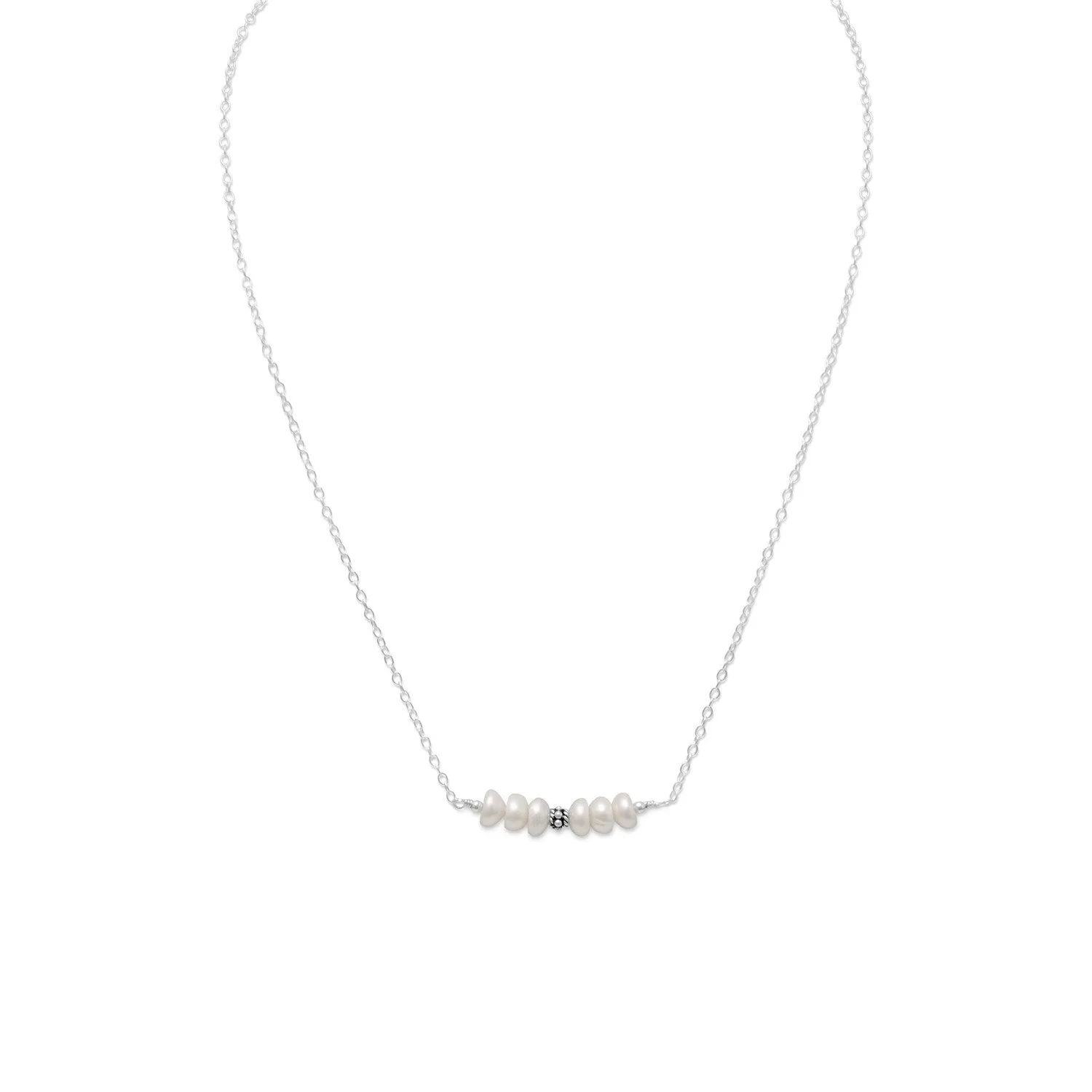 16" Handmade Cultured Freshwater Pearl Bar Necklace