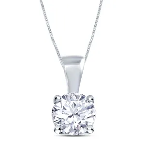 18ct White Gold Round Brilliant Cut Diamond Four Claw Filigree Necklace