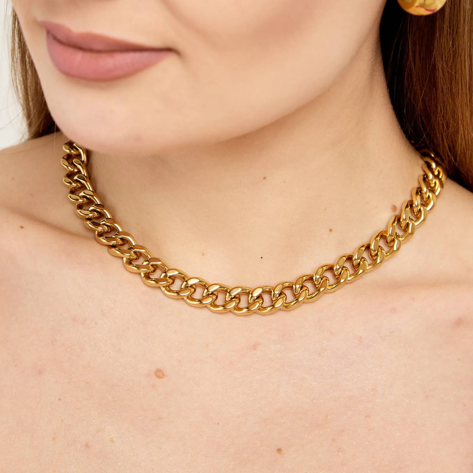 18K Gold Plated Stainless Steel Chunky Chain Necklace