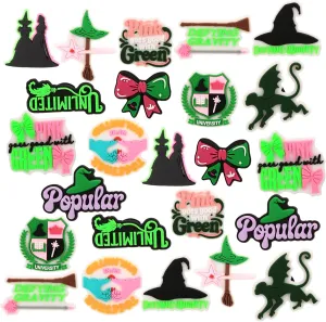 24 Pack Witch Shoe Decorations Charms for Clog, Theme Party Favors,Wizard Merch Gifts for Birthday Decorations Party Supplies