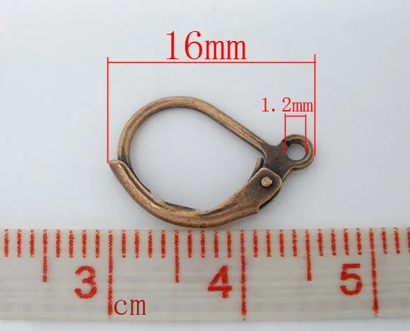 60 Antiqued COPPER PLATED Metal Lever Back Earrings Ear Wires (30 pairs)  fin0294