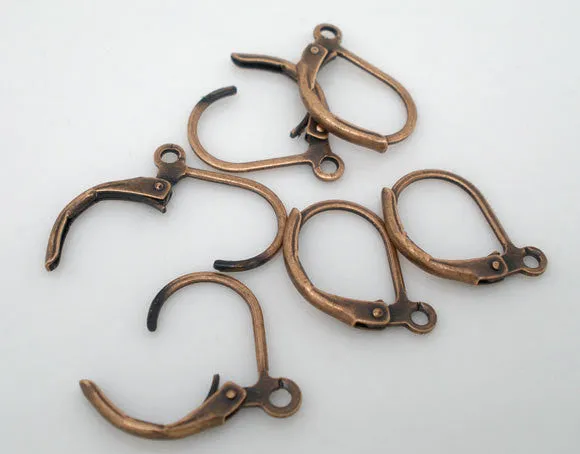 60 Antiqued COPPER PLATED Metal Lever Back Earrings Ear Wires (30 pairs)  fin0294