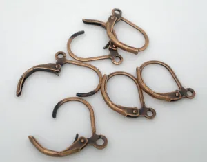 60 Antiqued COPPER PLATED Metal Lever Back Earrings Ear Wires (30 pairs)  fin0294