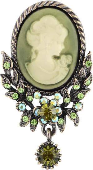 Alilang Vintage Inspired Crystal Rhinestone Victorian Lady Cameo Brooch Pin Maiden Flower Pendant