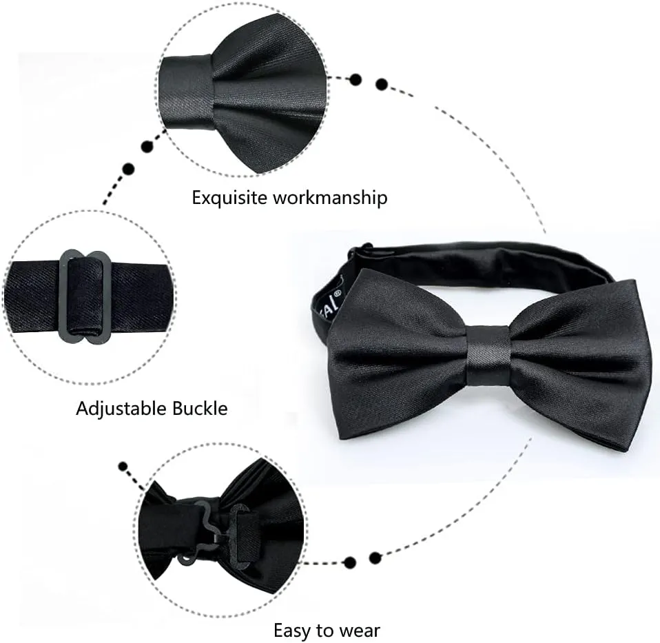 Alizeal Mens Tuxedo Bow Tie, Hanky and Cufflinks Set