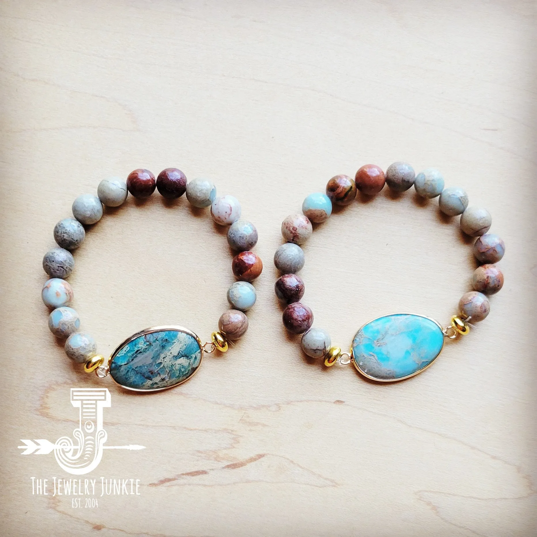 Aqua Terra Beaded Bracelet with Center Accent 809n