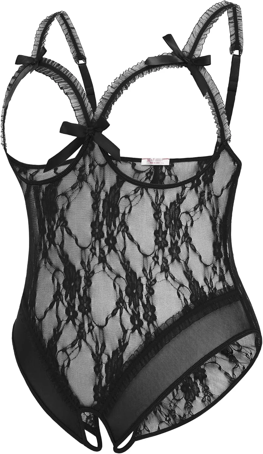 Avidlove Plus Size Lingerie Exotic Teddies Bodysuits One Piece Lace Babydoll Sleepwear