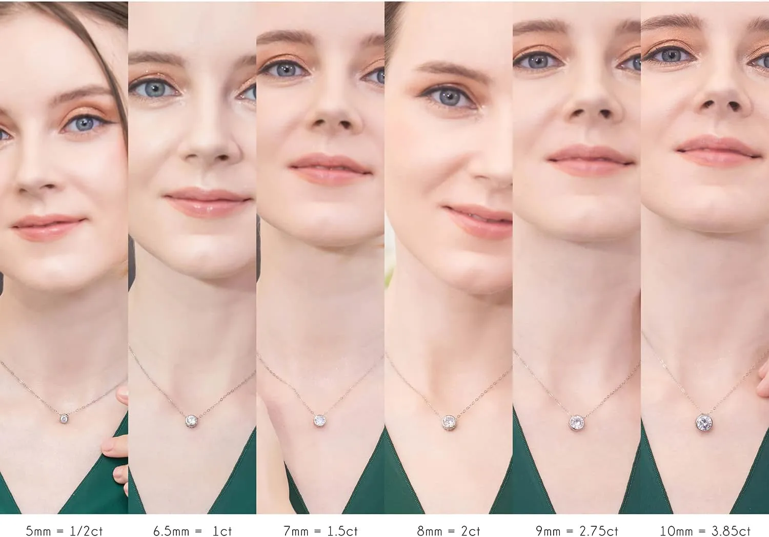 B. BRILLIANT Sterling Silver 0.50-3.85 Carat Round Cubic Zirconia 5-10mm Bezel Set CZ Choker Solitaire Dainty Necklace for Women with Jewelry Gift Box