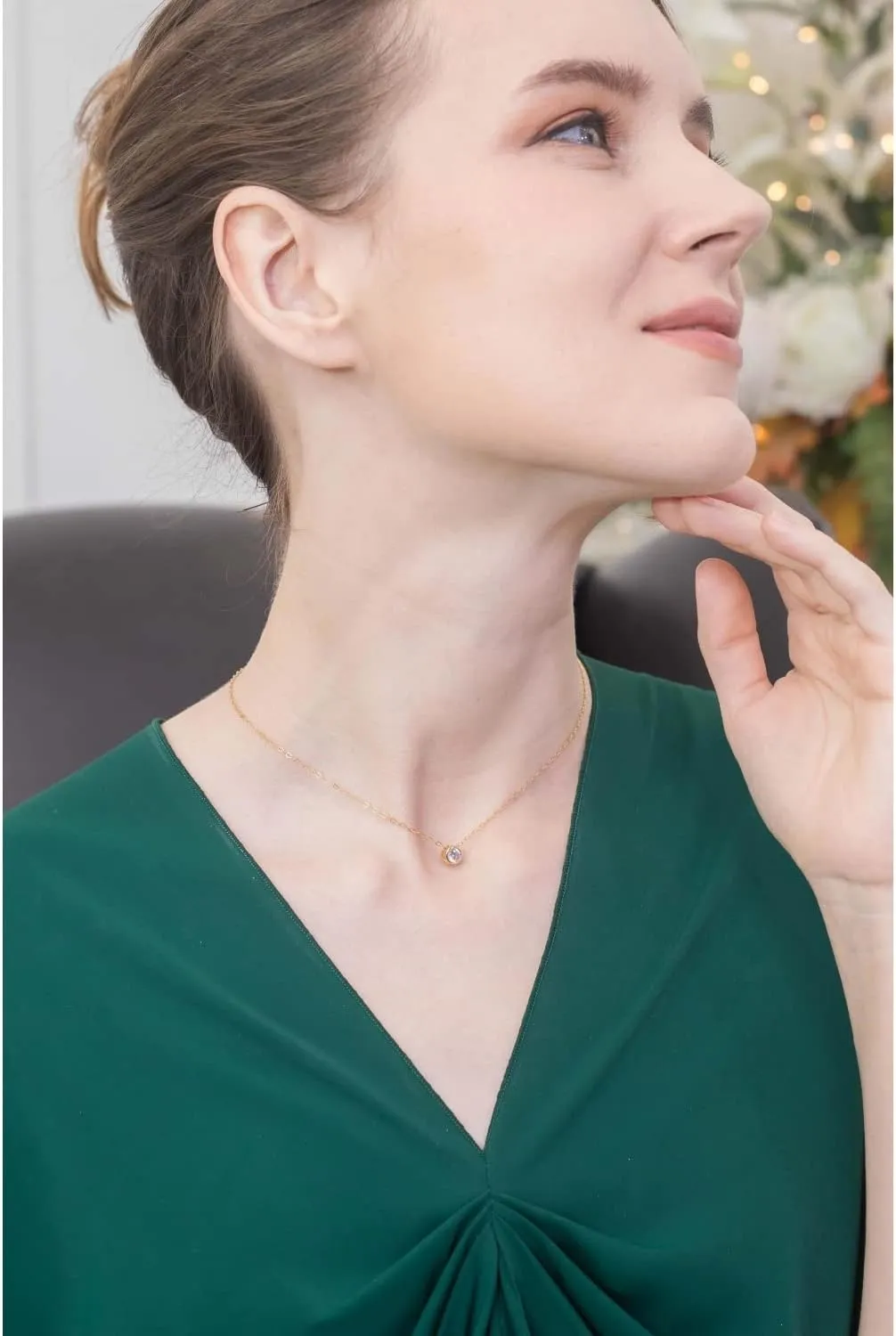 B. BRILLIANT Sterling Silver 0.50-3.85 Carat Round Cubic Zirconia 5-10mm Bezel Set CZ Choker Solitaire Dainty Necklace for Women with Jewelry Gift Box