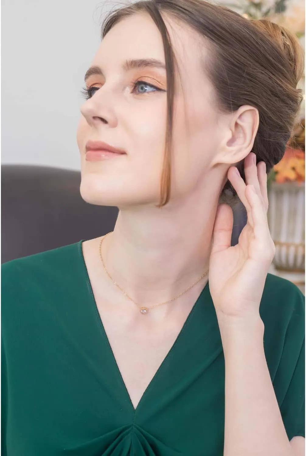 B. BRILLIANT Sterling Silver 0.50-3.85 Carat Round Cubic Zirconia 5-10mm Bezel Set CZ Choker Solitaire Dainty Necklace for Women with Jewelry Gift Box