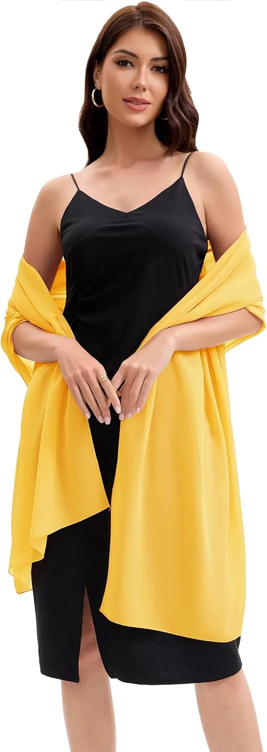 Baoqiya Women's Shawls and Wraps for Evening Dress Chiffon Shawl Soft Elegant Silky Pashmina Wedding Bridal Scarf