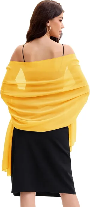 Baoqiya Women's Shawls and Wraps for Evening Dress Chiffon Shawl Soft Elegant Silky Pashmina Wedding Bridal Scarf