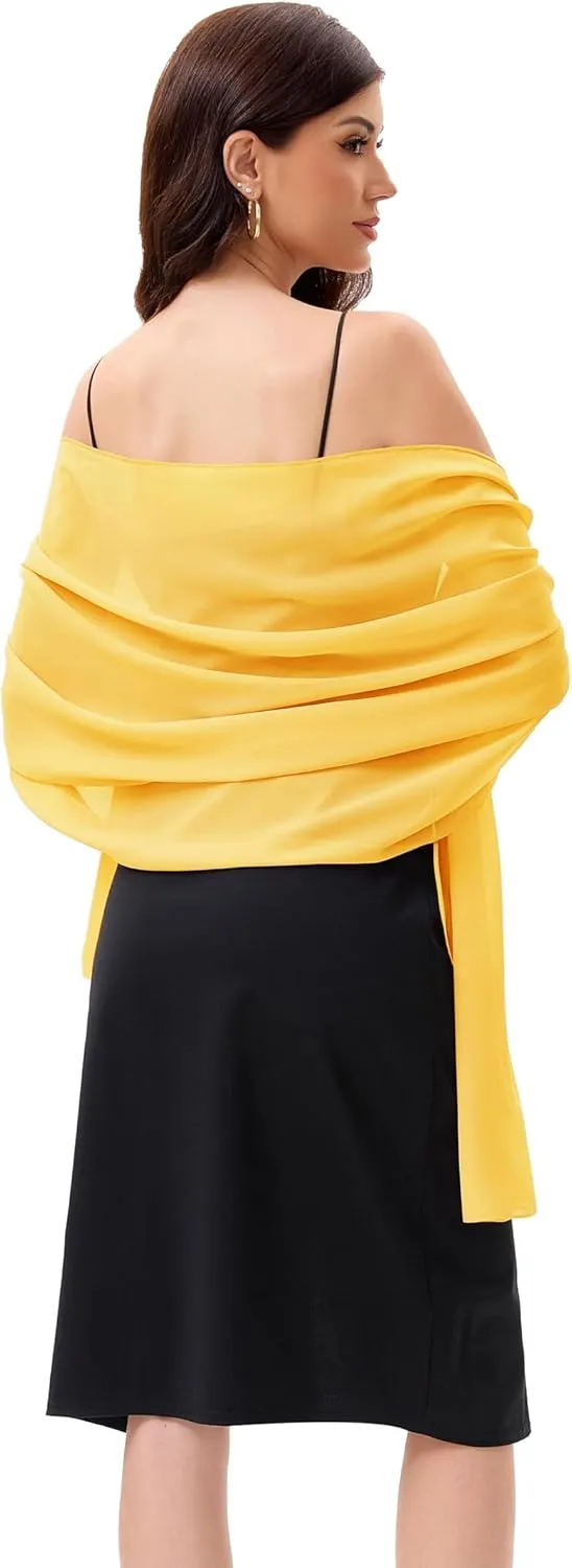 Baoqiya Women's Shawls and Wraps for Evening Dress Chiffon Shawl Soft Elegant Silky Pashmina Wedding Bridal Scarf