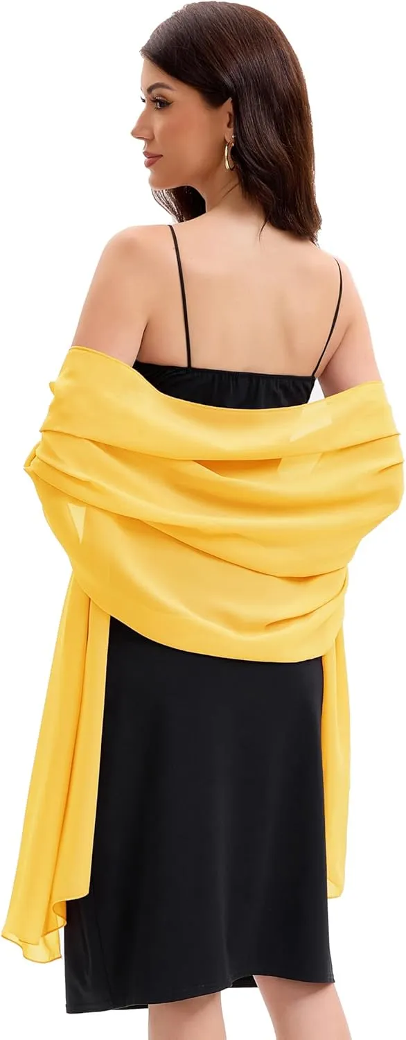 Baoqiya Women's Shawls and Wraps for Evening Dress Chiffon Shawl Soft Elegant Silky Pashmina Wedding Bridal Scarf