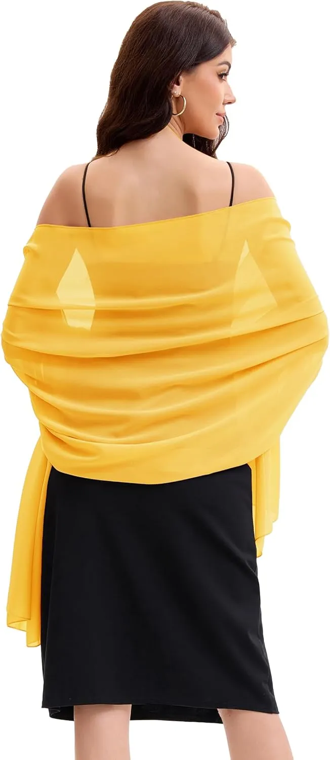 Baoqiya Women's Shawls and Wraps for Evening Dress Chiffon Shawl Soft Elegant Silky Pashmina Wedding Bridal Scarf