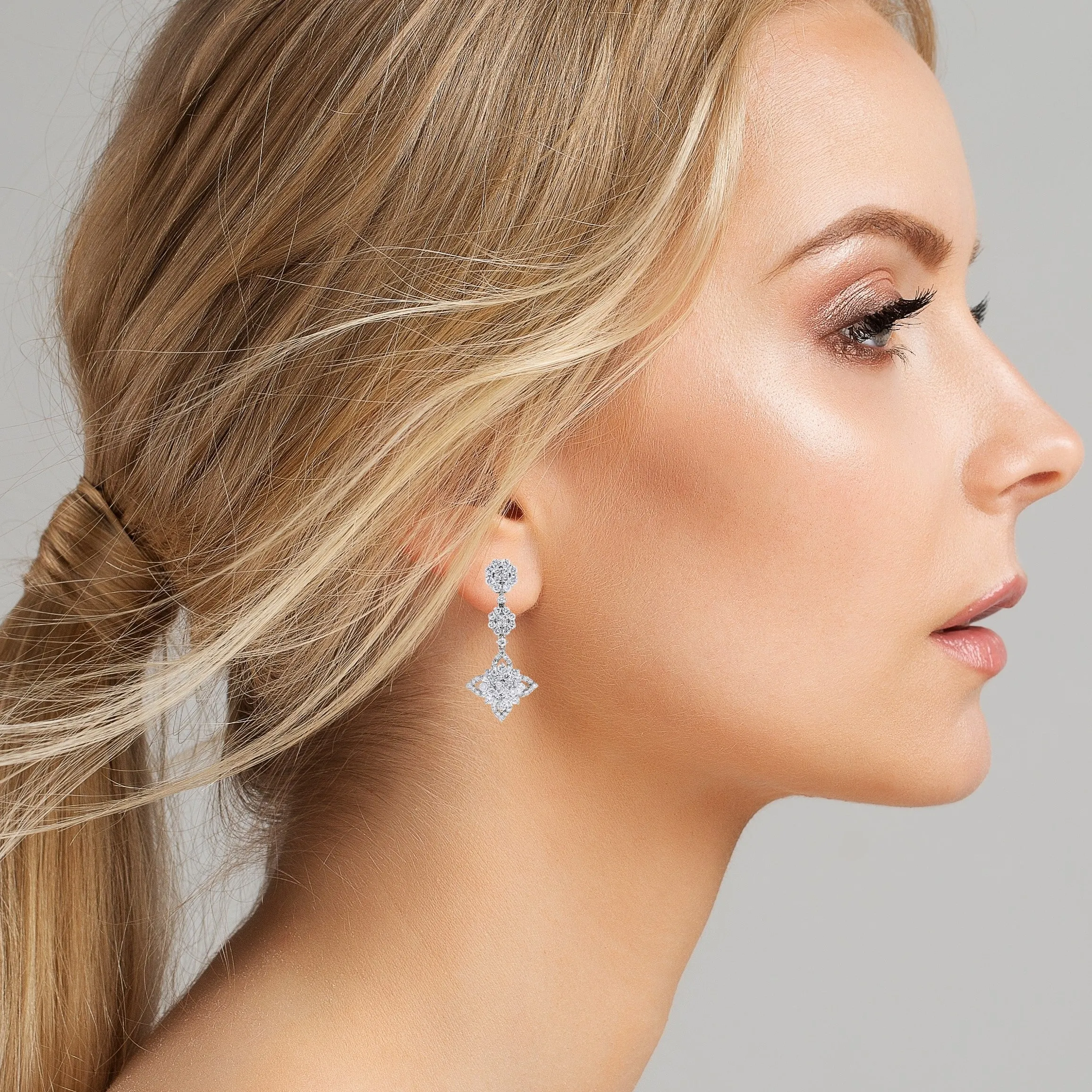 Beauvince Regina Diamond Earrings (3.48 ct Diamonds) in White Gold