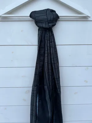 Black & Grey Lined Jacquard Scarf