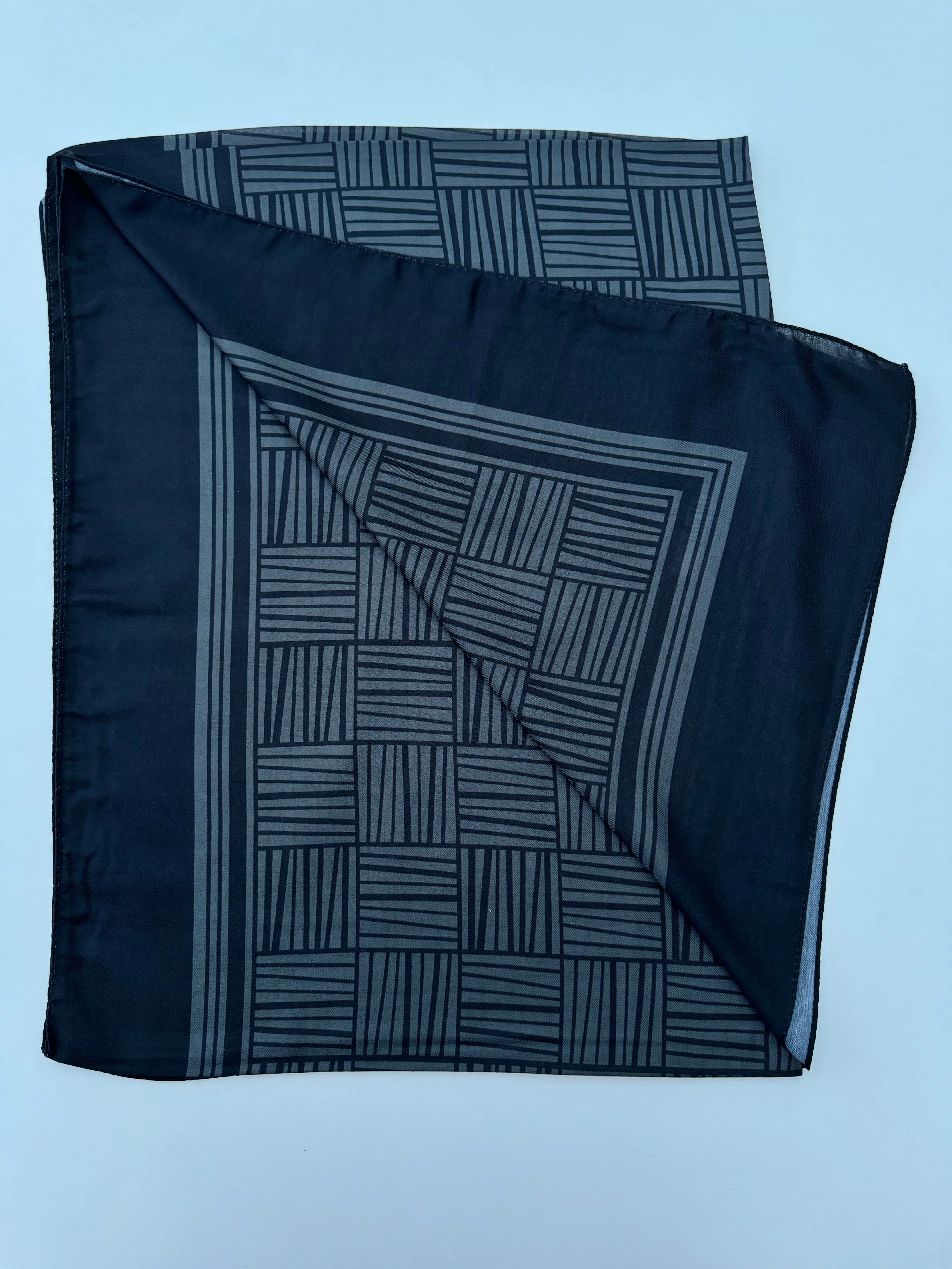 Black & Grey Lined Jacquard Scarf