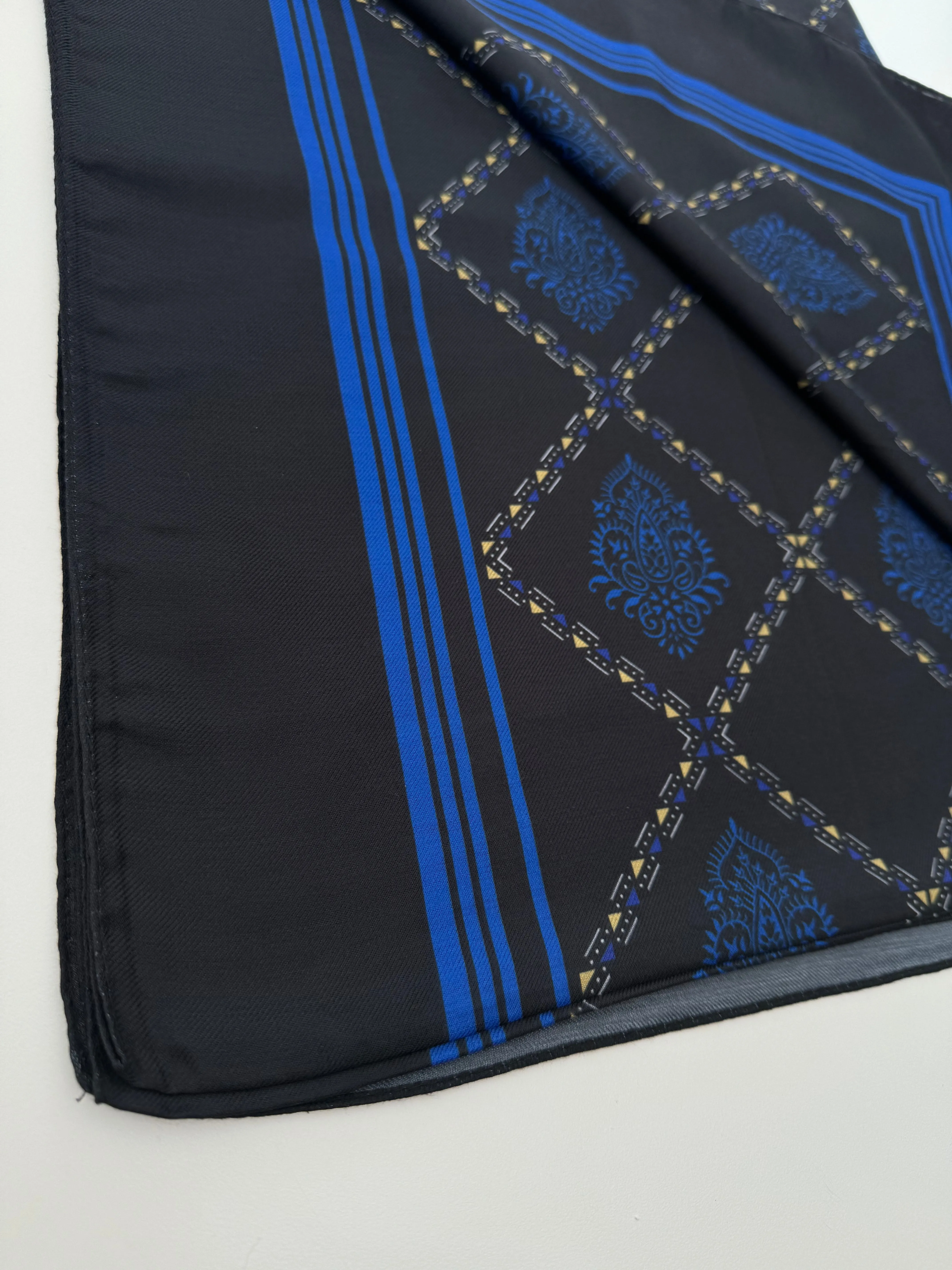 Black and Blue Designed Cotton Scarf