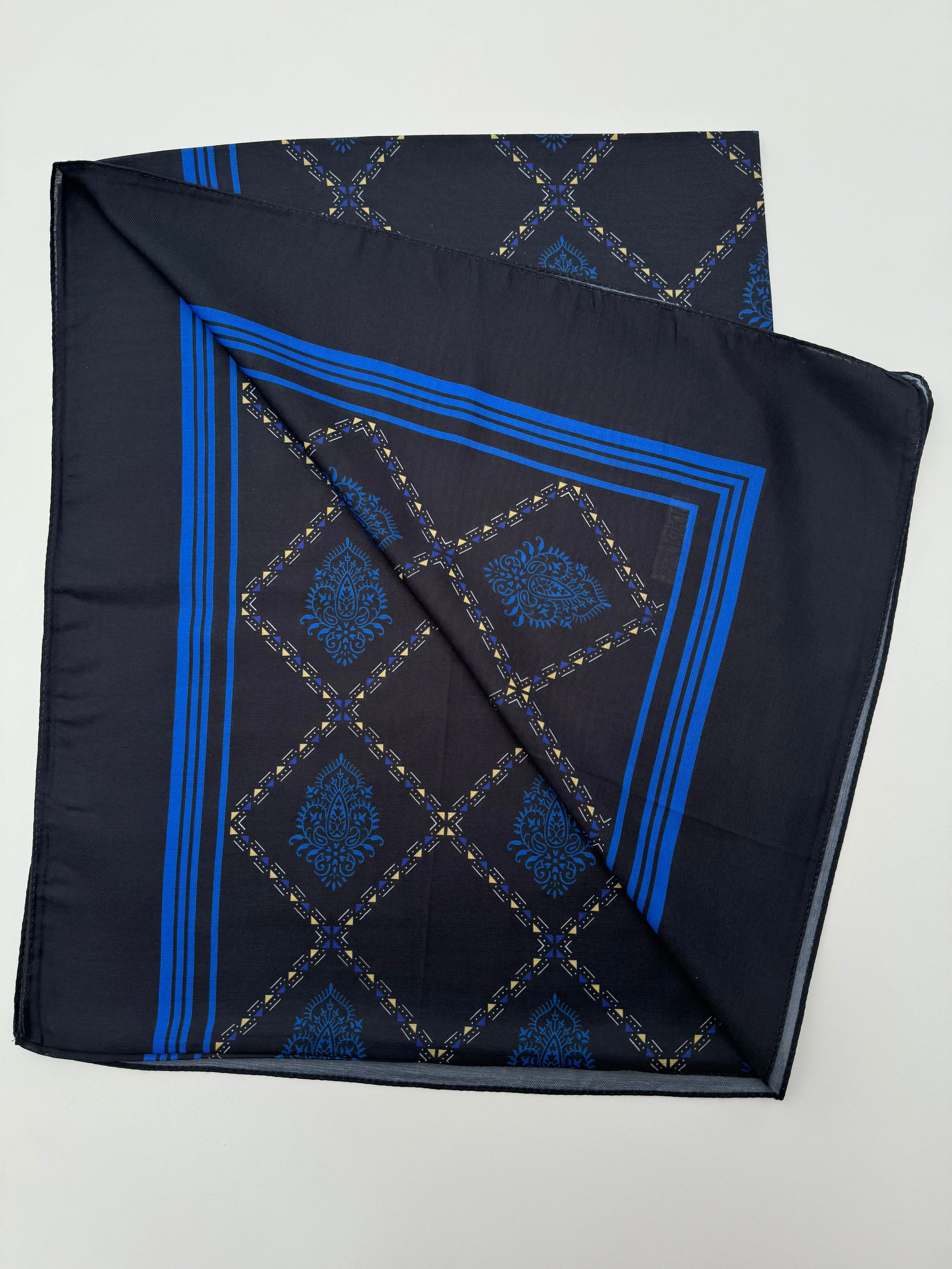 Black and Blue Designed Cotton Scarf