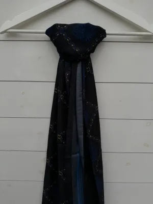 Black and Blue Designed Cotton Scarf