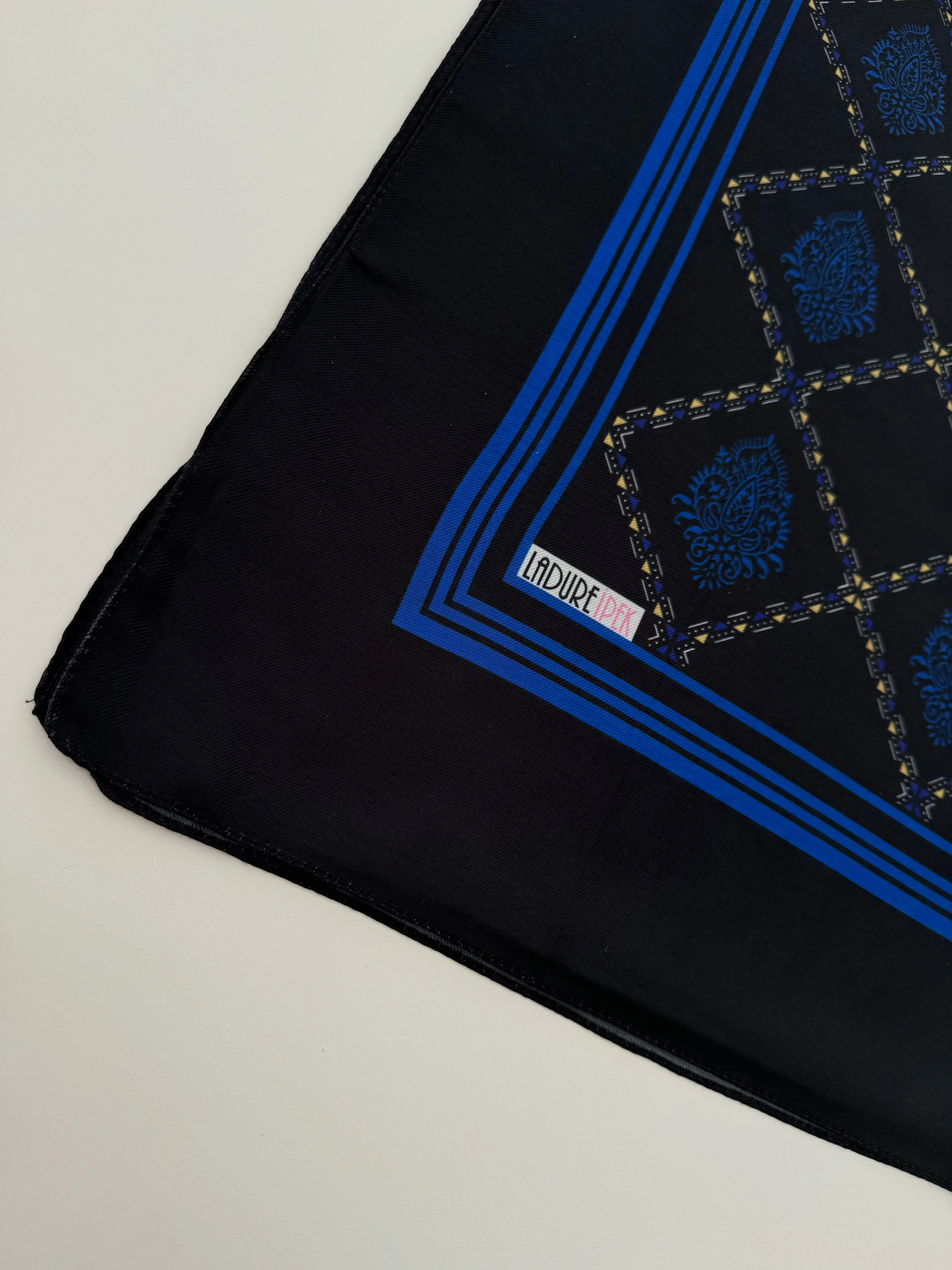 Black and Blue Designed Cotton Scarf