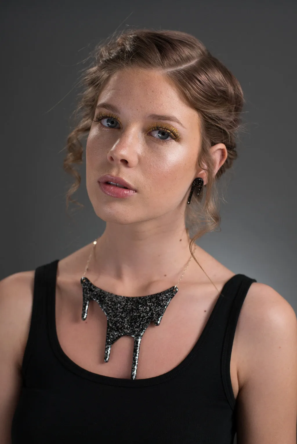 Black and Silver Chunky Necklace for Her - Flowing