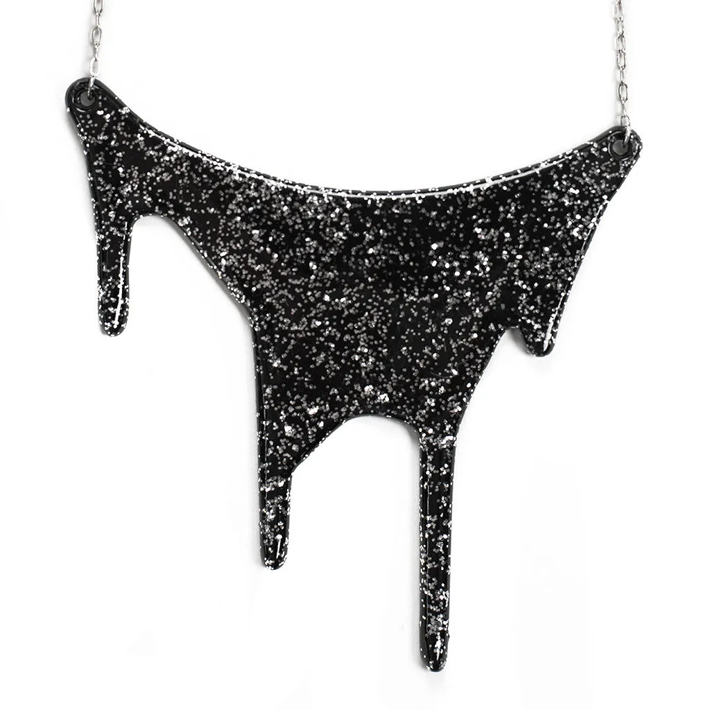 Black and Silver Chunky Necklace for Her - Flowing