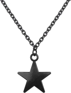 Black Star Gothic Y2k Moon Heart Necklace, Halloween Mens Womens Stainless Steel Curb Cable Chain 24 Inch