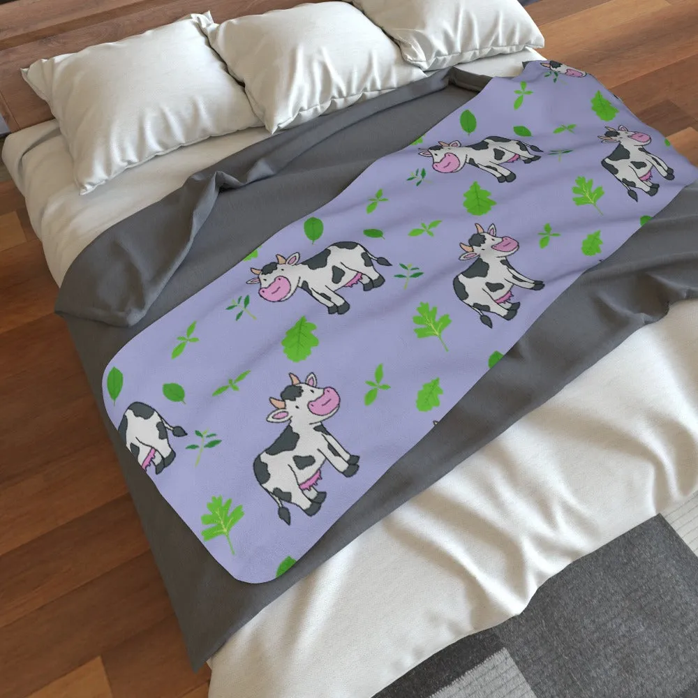 Blanket Scarf - Cows on Violet