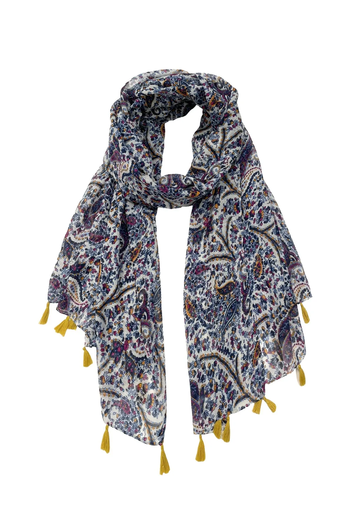 Blue Paisley Print Scarf Wrap Sarong