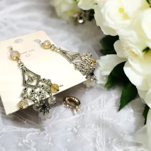 Bohemian Tulip Antique Silver Chandelier Earrings