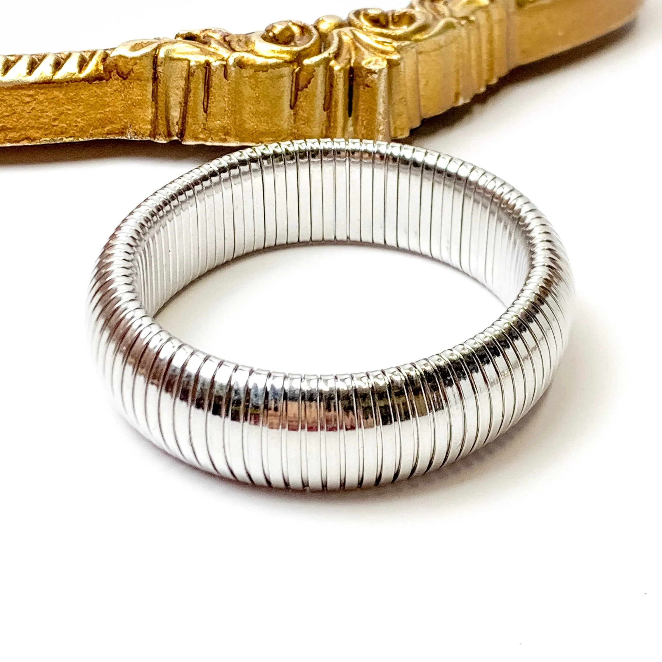Bracha | She's Bold Chunky Silver Tone Bangle Bracelet