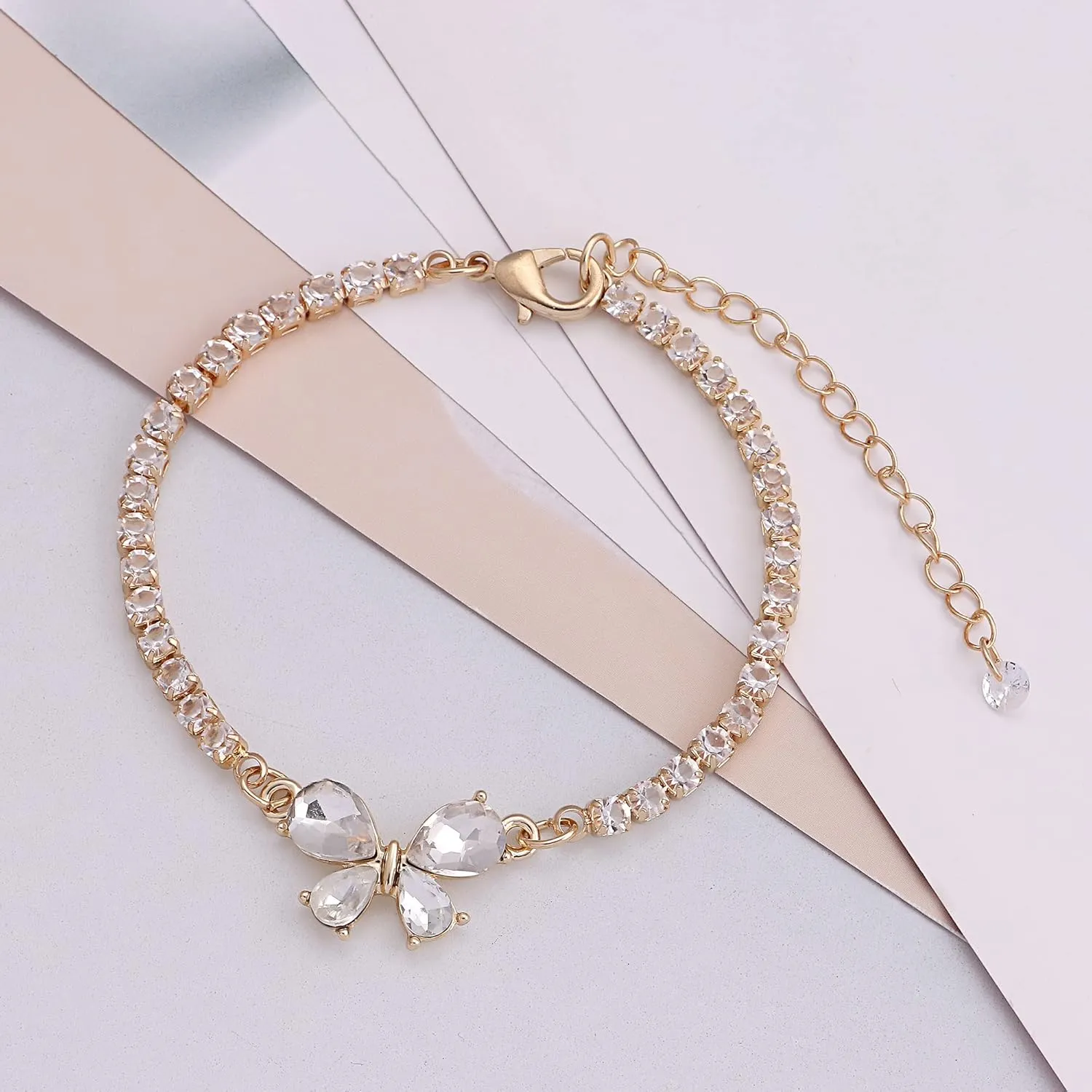 Bridesmaid Jewelry Set for Women 18K Gold & Silver & Rose Gold Plated Butterfly Pendant Necklace Earrings Bracelet Set,Bridesmaid Gift for Wedding/Proposal/Party/Anniversary