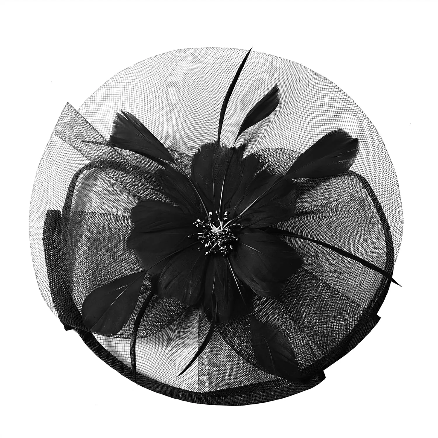 Century Star Womens Fascinator for Women Kentucky Hats Derby Tea Party 2025 Mesh Flower with Feather Wedding Church Hat