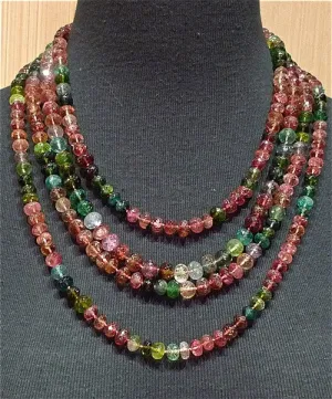 CHURCHILL Private Label Mixed Watermelon Pink Tourmaline Necklace 18K Yellow Gold