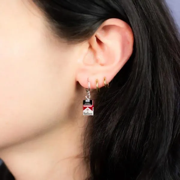 Cig Box Earrings - Red/White