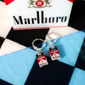 Cig Box Earrings - Red/White