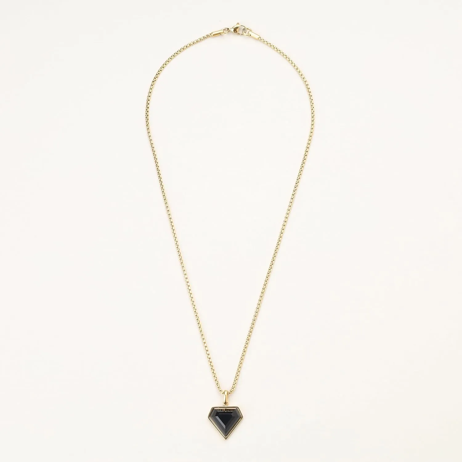 COAI Black Heart Pendant Necklace for Women and Men, Stainless Steel Diamond Shape Onyx Necklace