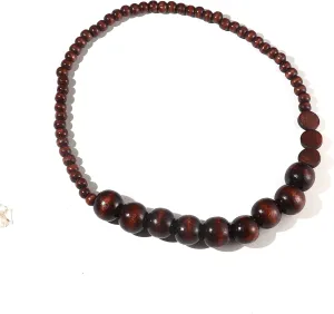 COLORFUL BLING Natural Chunky Wooden Beads Statement Necklace Boho African Tribal Collar Choker Bib Necklace Hippie Vacation Jewelry for Unisex Men Women