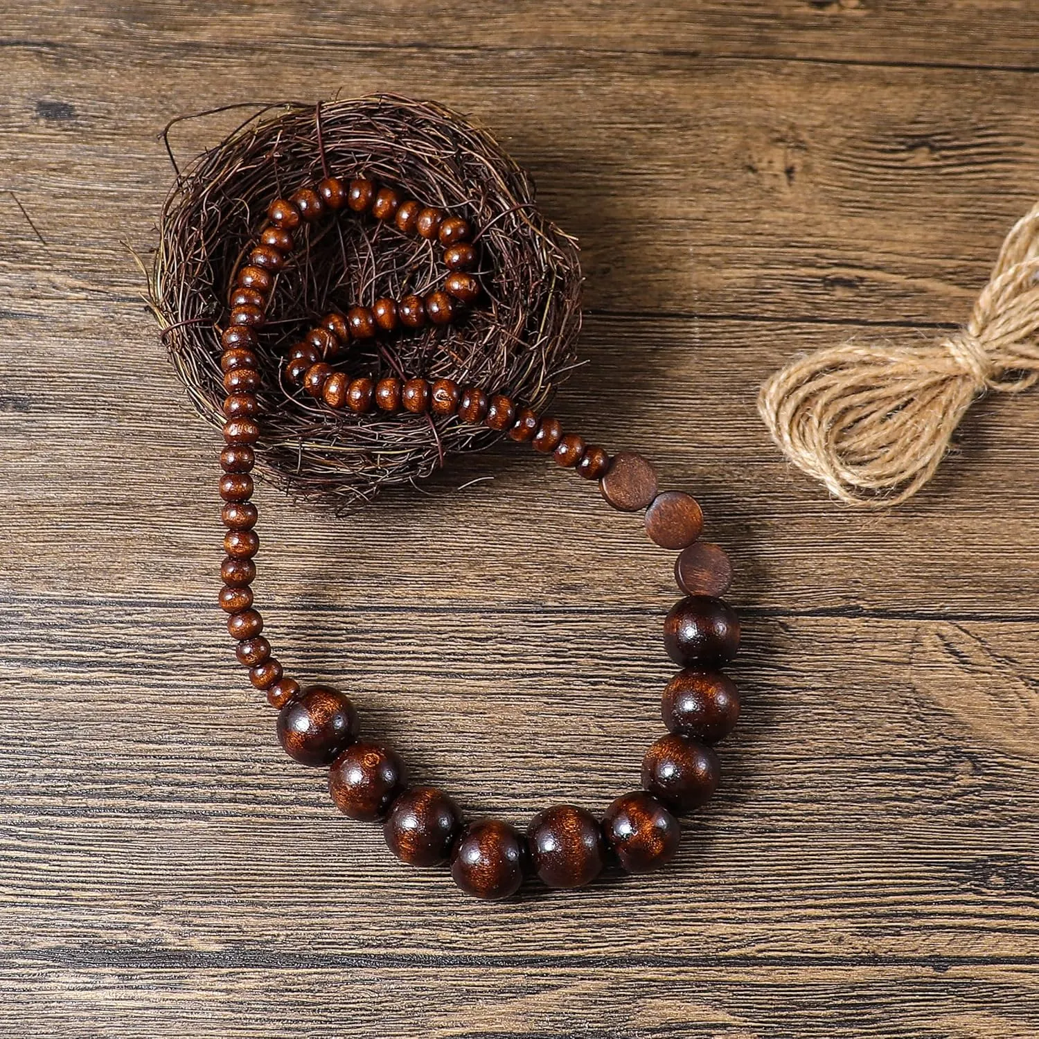 COLORFUL BLING Natural Chunky Wooden Beads Statement Necklace Boho African Tribal Collar Choker Bib Necklace Hippie Vacation Jewelry for Unisex Men Women