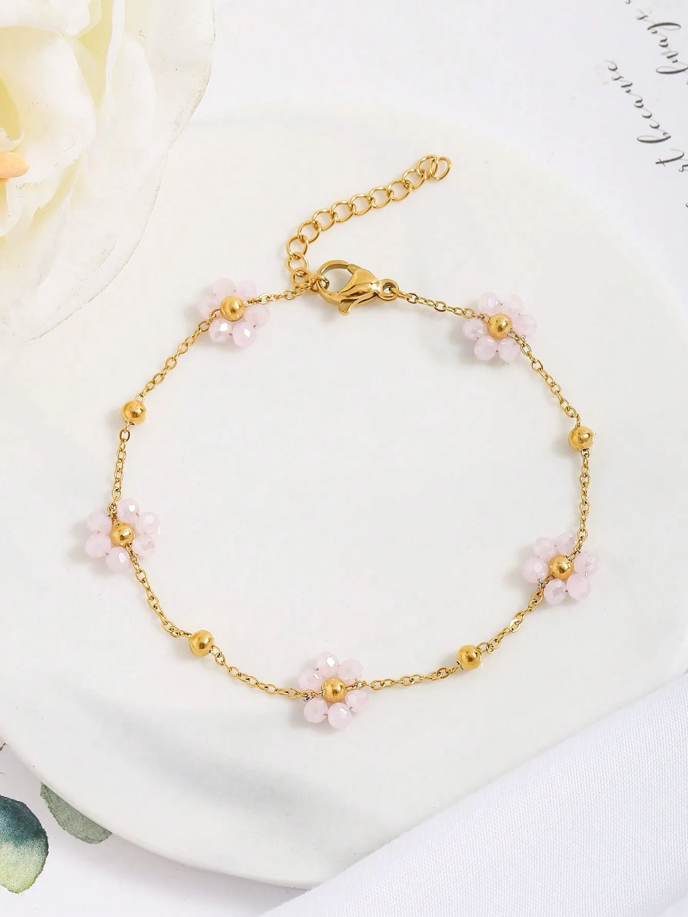 Colorful Elegant Flower Decor Bracelet Creative Jewelry Stackable Bracelet