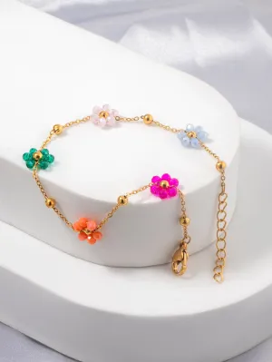 Colorful Elegant Flower Decor Bracelet Creative Jewelry Stackable Bracelet