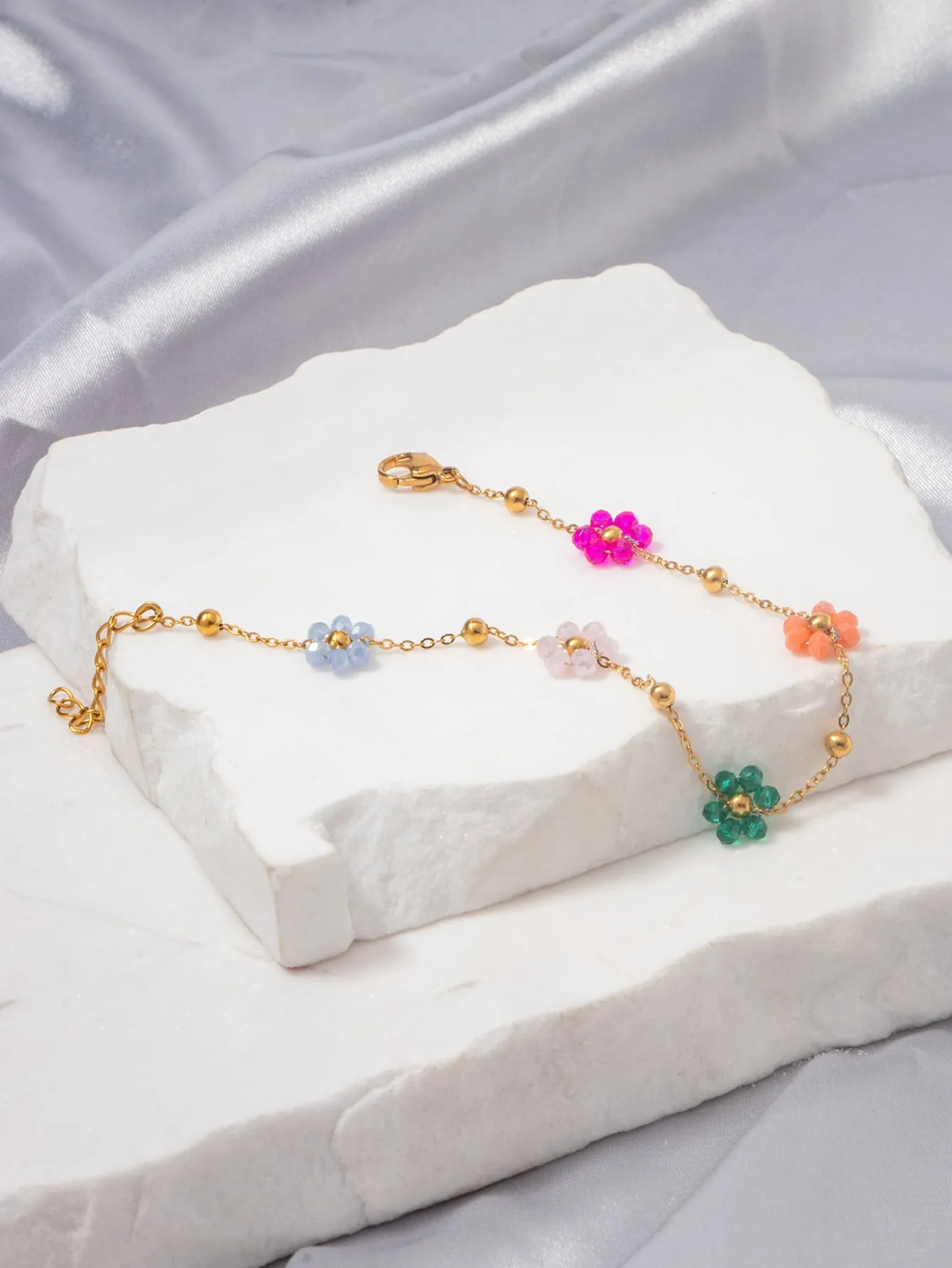 Colorful Elegant Flower Decor Bracelet Creative Jewelry Stackable Bracelet