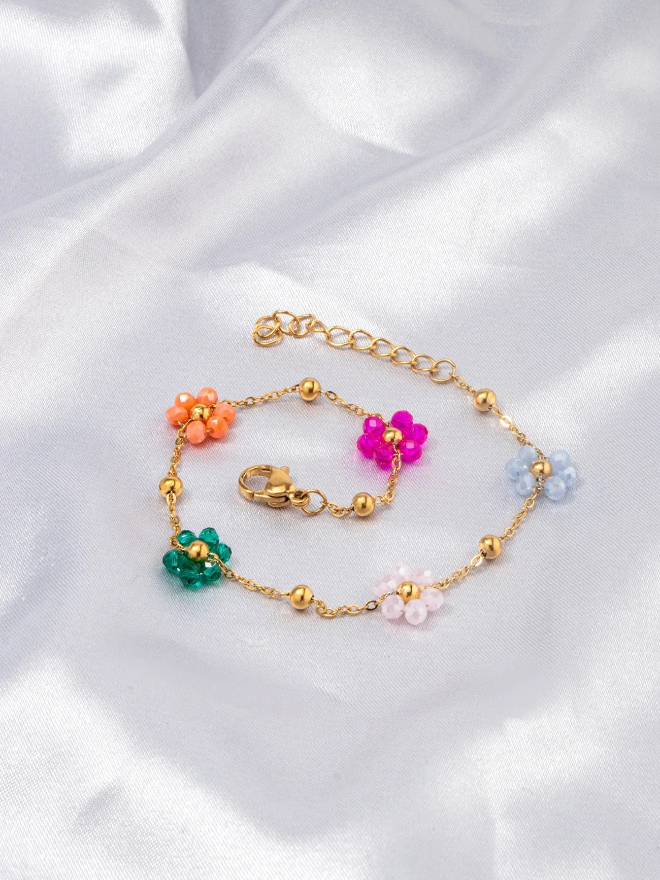 Colorful Elegant Flower Decor Bracelet Creative Jewelry Stackable Bracelet