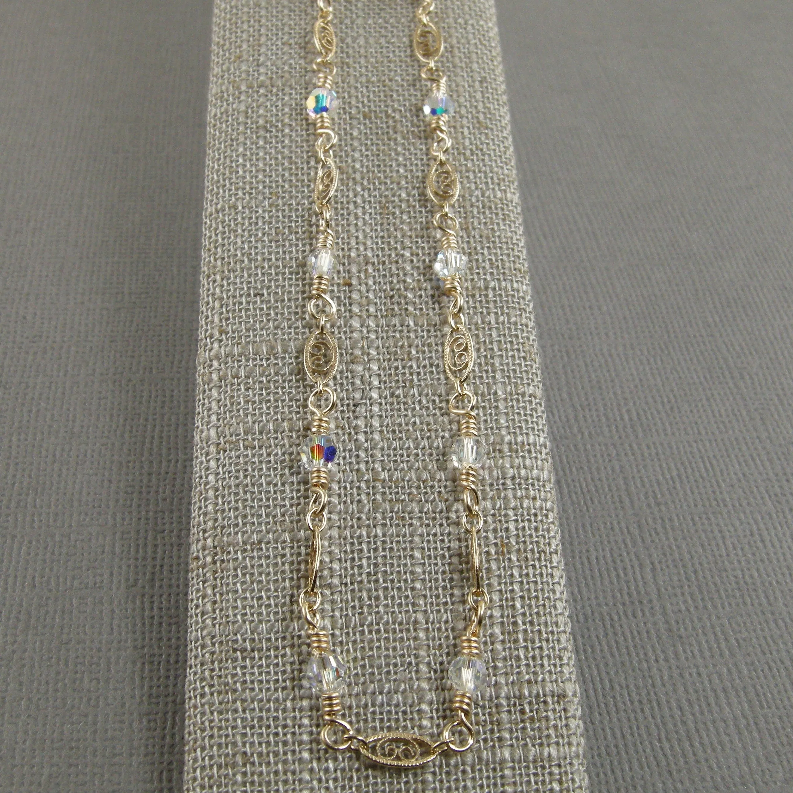 Crystal Necklace | Gold Chain Necklace | Dainty Crystal Gold Necklace